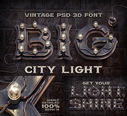 复古风格的英文字体(含PSD/PNG/AI等附加文件)：BIG City Light font